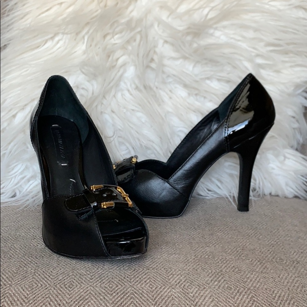 BCBGMAXAZRIA Peep-Toe Buckle Heels‎